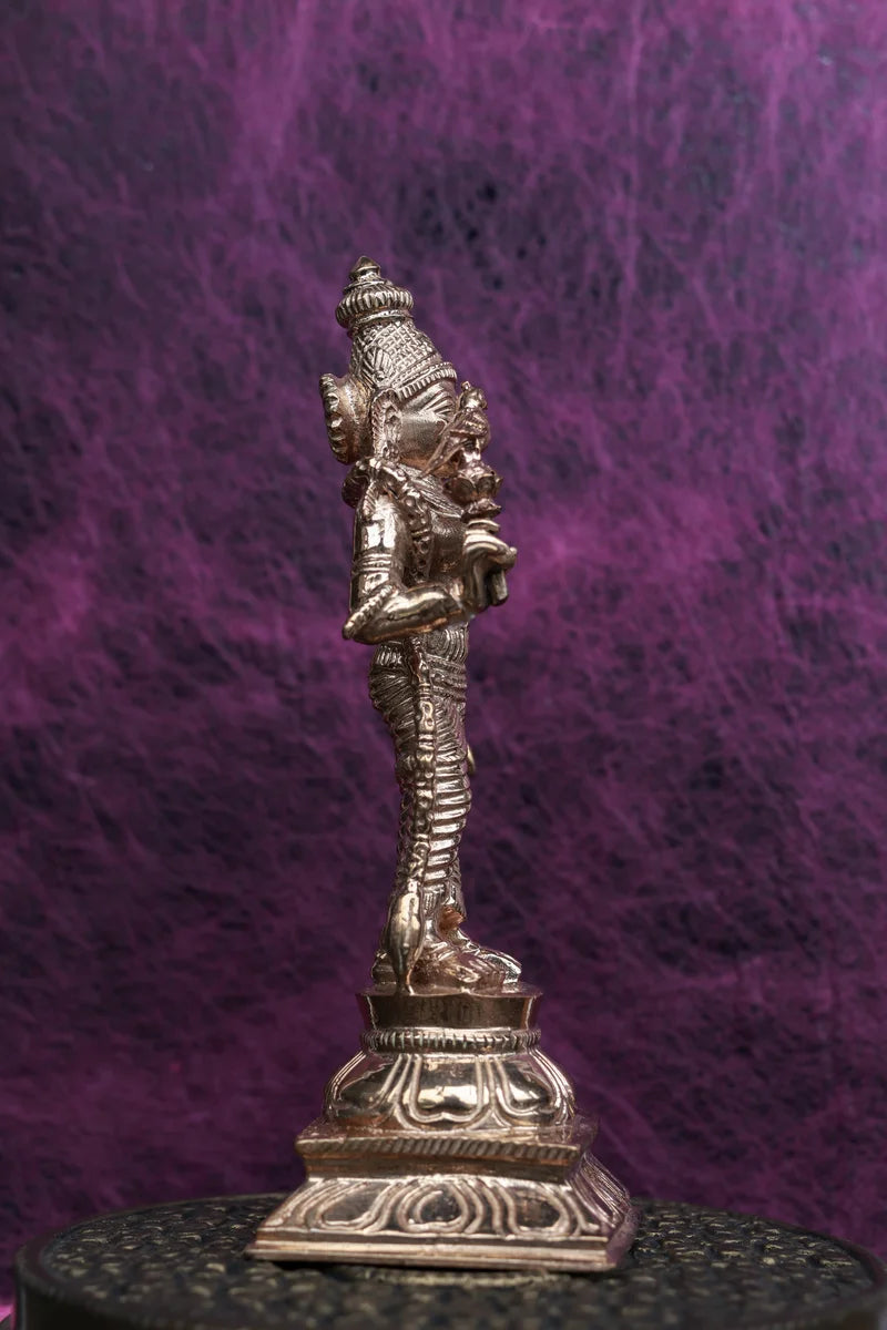 6″ Meenakshi Amman with Parrot | Handcrafted Panchaloha Idol | Polished Finish