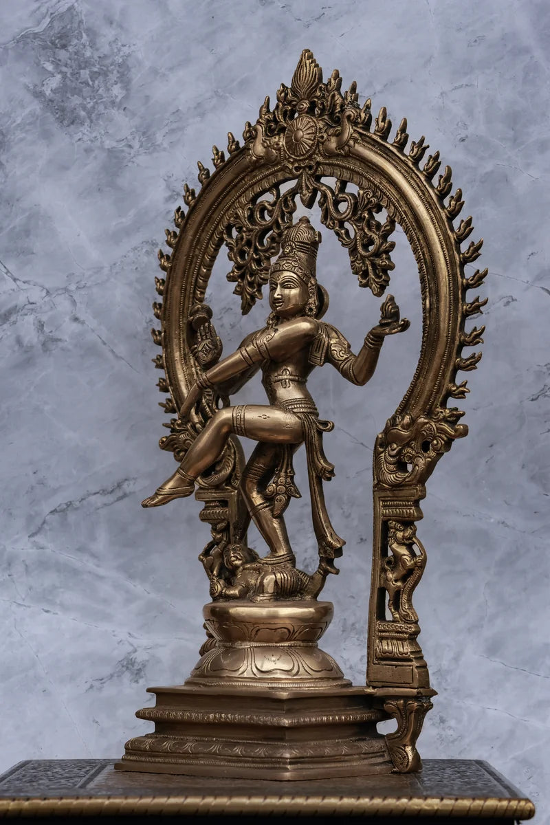 17″ Divine Nataraja with Arch | Handcrafted Brass | Metal Finish