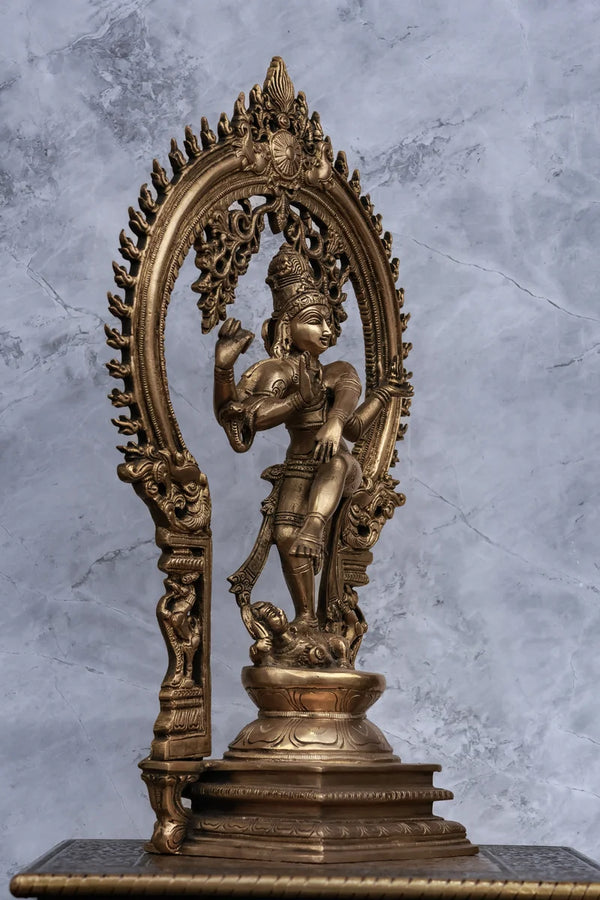 17″ Divine Nataraja with Arch | Handcrafted Brass | Metal Finish dimensions