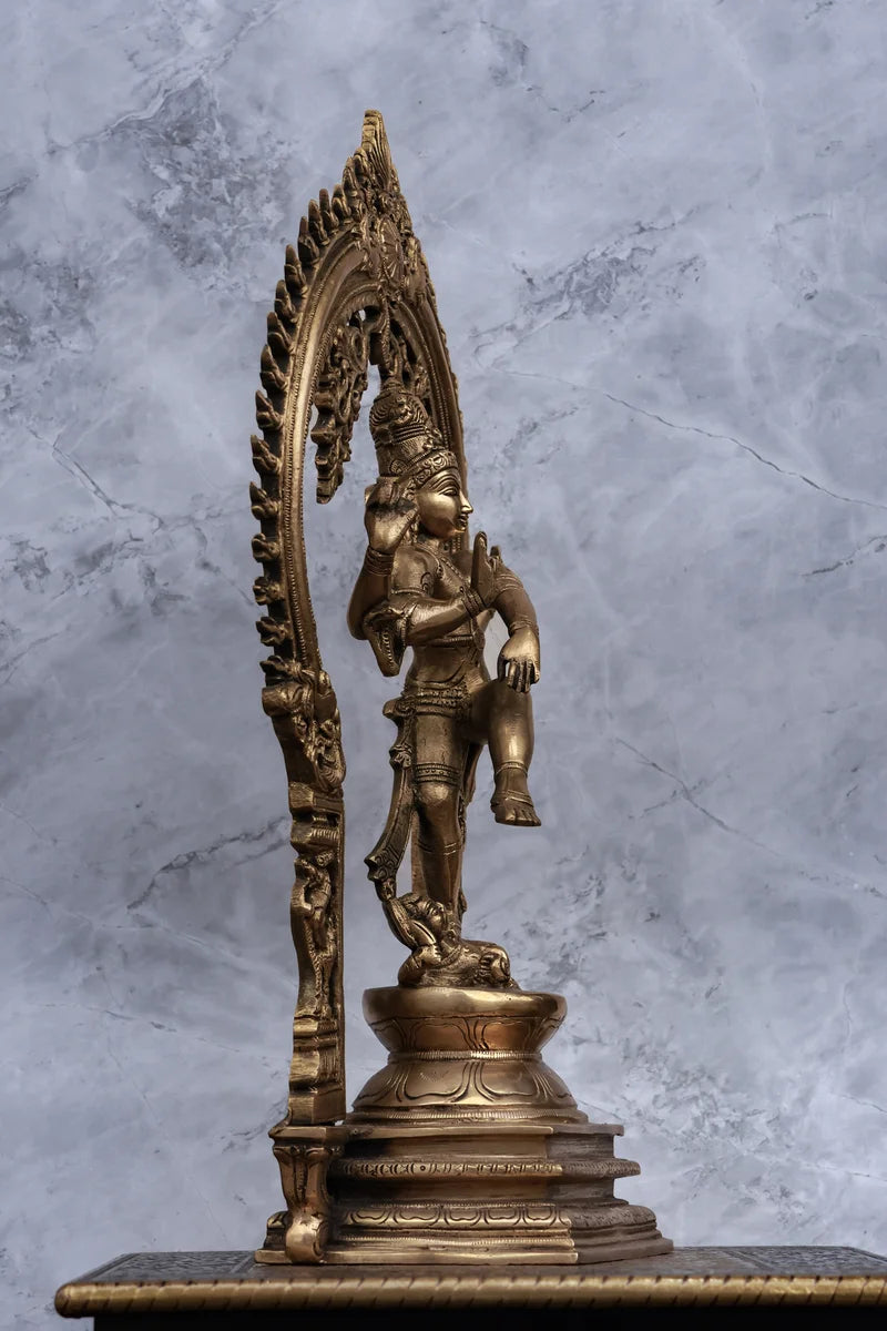 17″ Divine Nataraja with Arch | Handcrafted Brass | Metal Finish