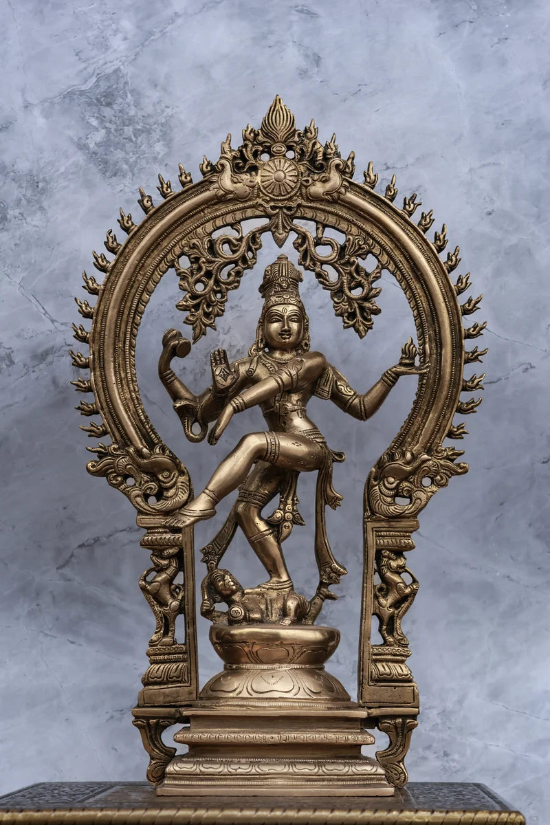 17″ Divine Nataraja with Arch | Handcrafted Brass | Metal Finish