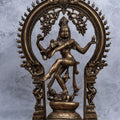17″ Divine Nataraja with Arch | Handcrafted Brass | Antique Brown Finish