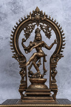 17″ Divine Nataraja with Arch | Handcrafted Brass | Antique Brown Finish