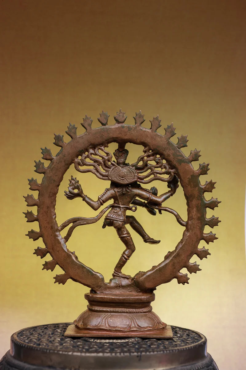6″ Nataraja - Dancing Lord Shiva  | Handcrafted Panchaloha | Wood Patina