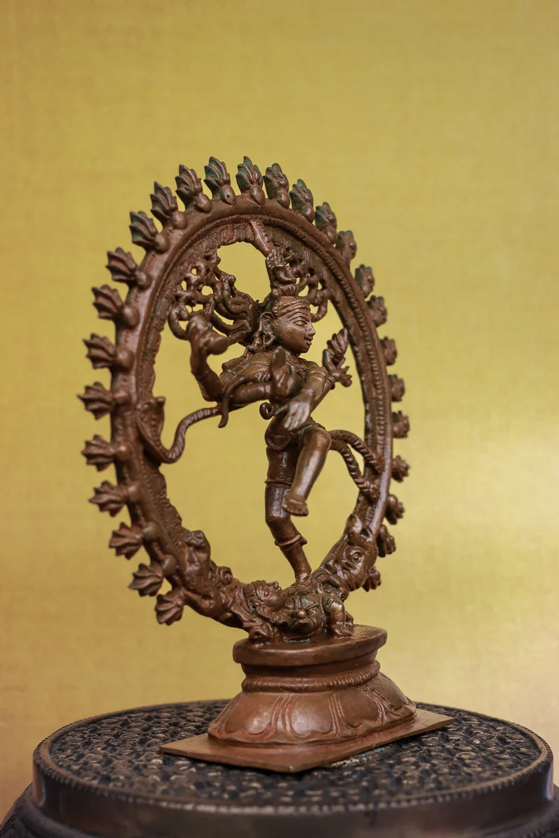 6″ Nataraja - Dancing Lord Shiva  | Handcrafted Panchaloha | Wood Patina