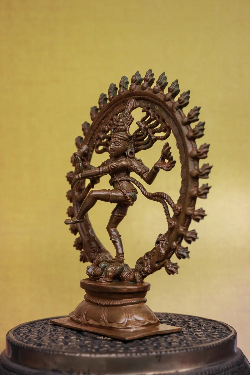 6″ Nataraja - Dancing Lord Shiva  | Handcrafted Panchaloha | Wood Patina