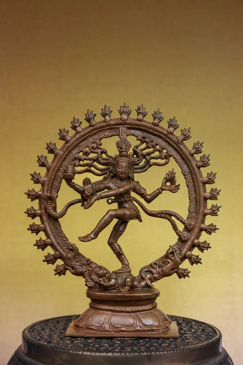 6″ Nataraja - Dancing Lord Shiva  | Handcrafted Panchaloha | Wood Patina