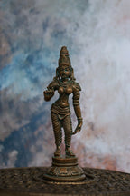 4″ Parvathi Devi Idol | Handcrafted Panchaloha | Green Patina