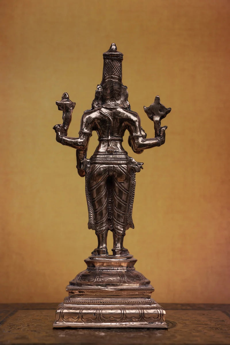 8.5″ Perumal Statue | Handcrafted Panchaloha | Polished Finish