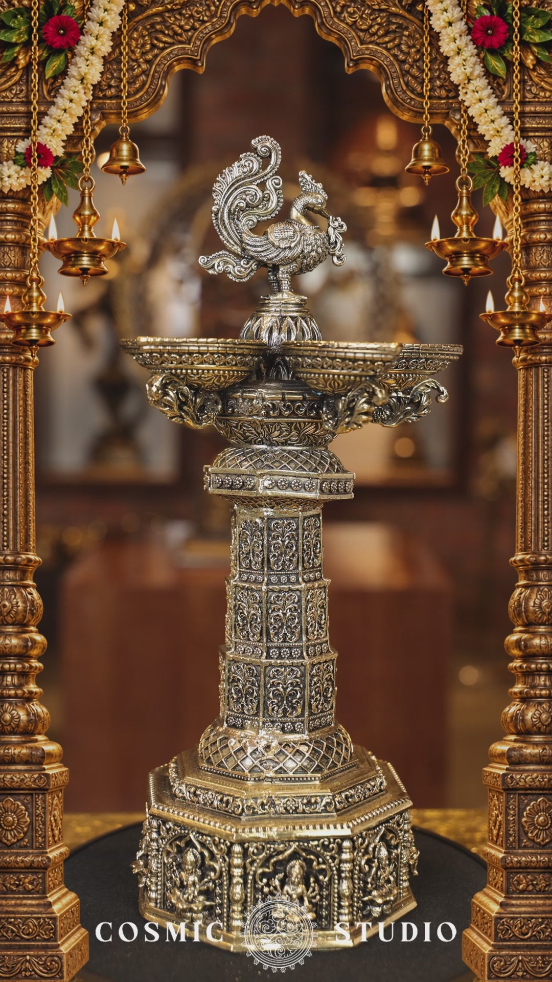12″ Aasthalakshmi SPL Annam Kuttuvillaku Pair | Super Fine Brass | Polished Finish — video