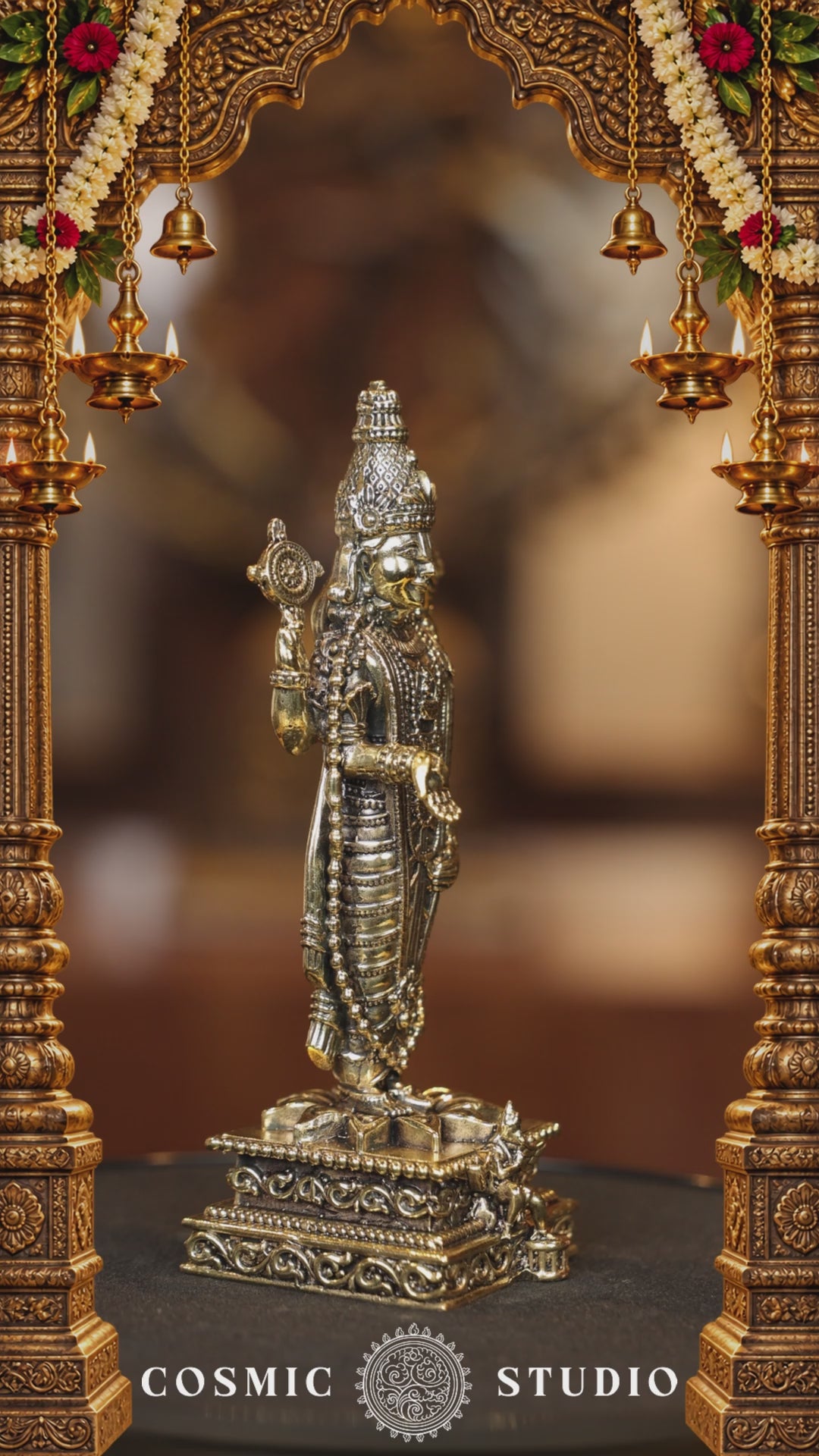5.5″ Balaji Standing with Garudan Square Base | Super Fine Brass | Polished Finish — video