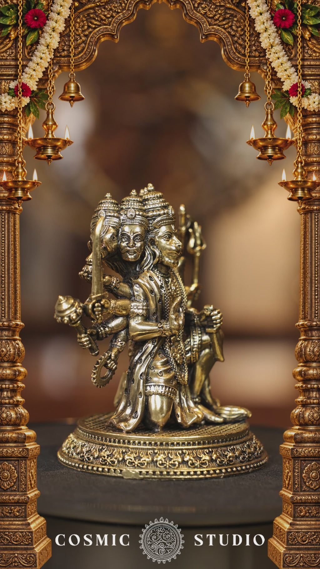 4″ Panchamuki Hanuman Kneeling | Super Fine Brass | Polished Finish — video