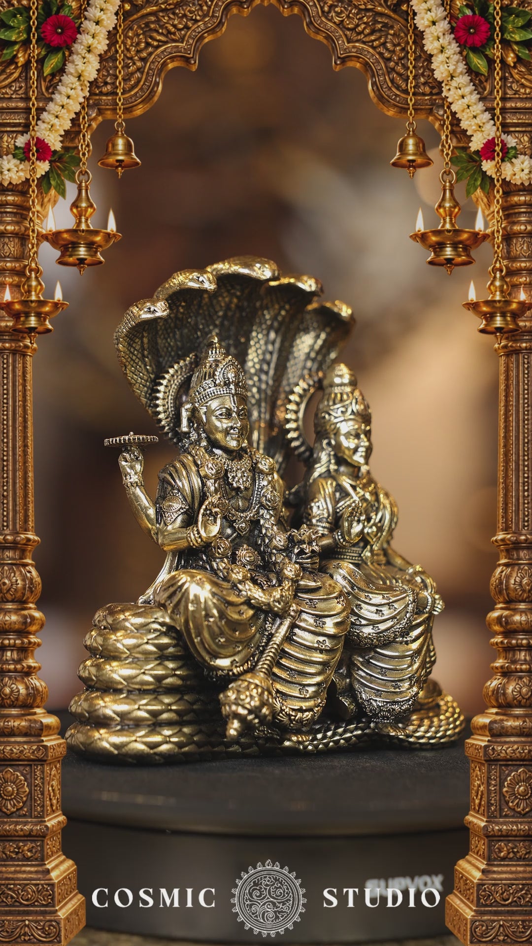 5″ Vishnu Lakshmi sitting on Snake | Super Fine Brass — video