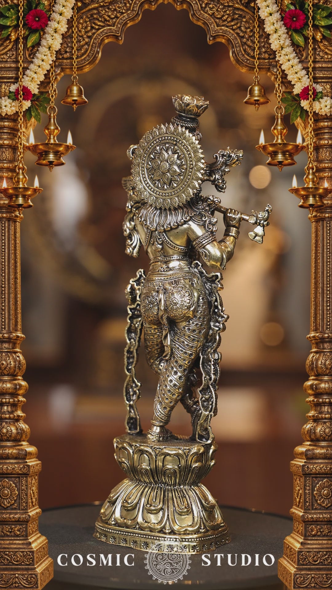 9″ Standing Krishna with Flute | Super Fine Brass | Polished Finish — video