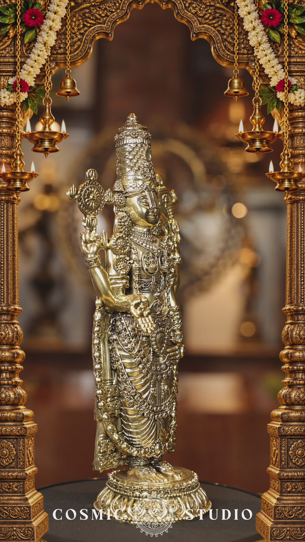 11″ Tirupathi Balaji Round Base | Super Fine Brass | Polished Finish — video