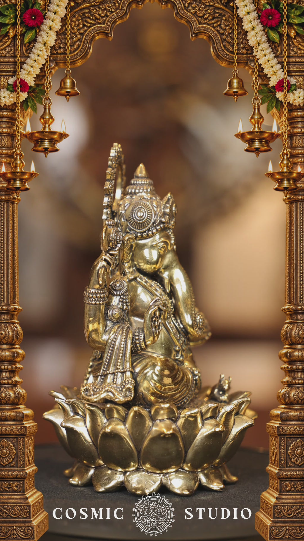 6″ Ganesha on Lotus | Super Fine Brass | Polished Finish — video