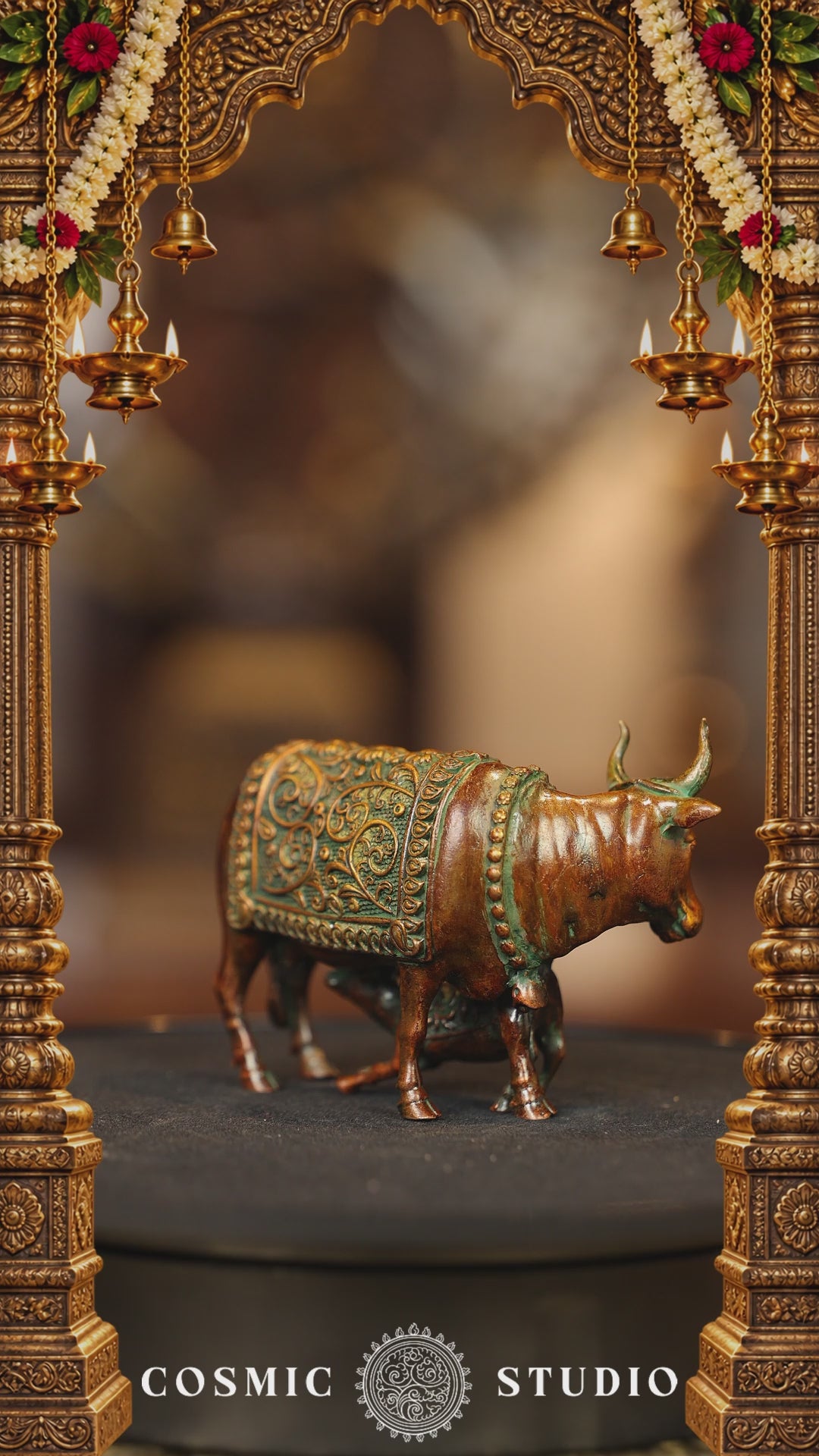 2.5″ Cow with Calf | Super Fine Brass | Double Chola Finish — video