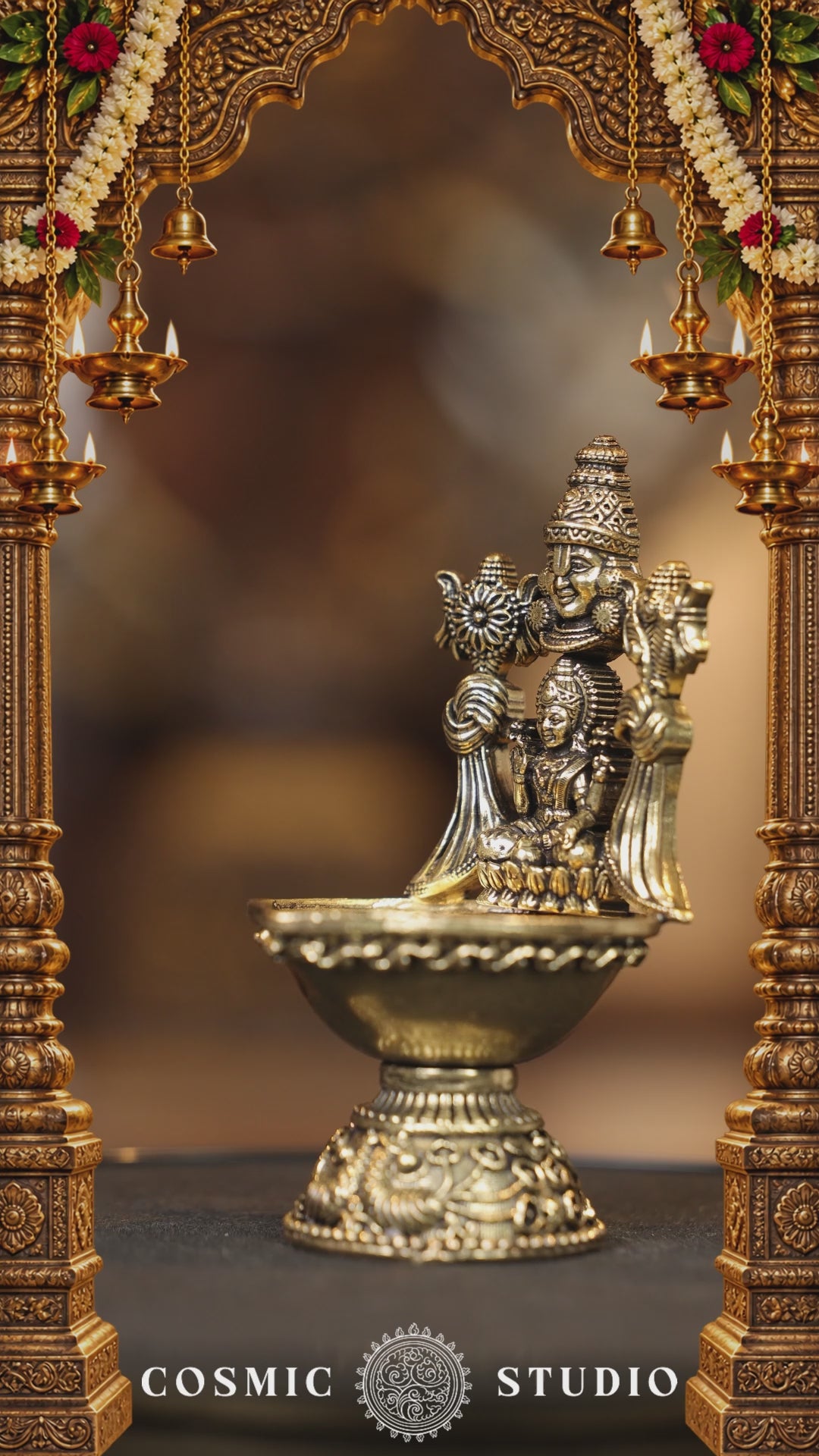 4″ Lakshmi Balaji Round Base Lamp | Super Fine Brass | Polished Finish — video
