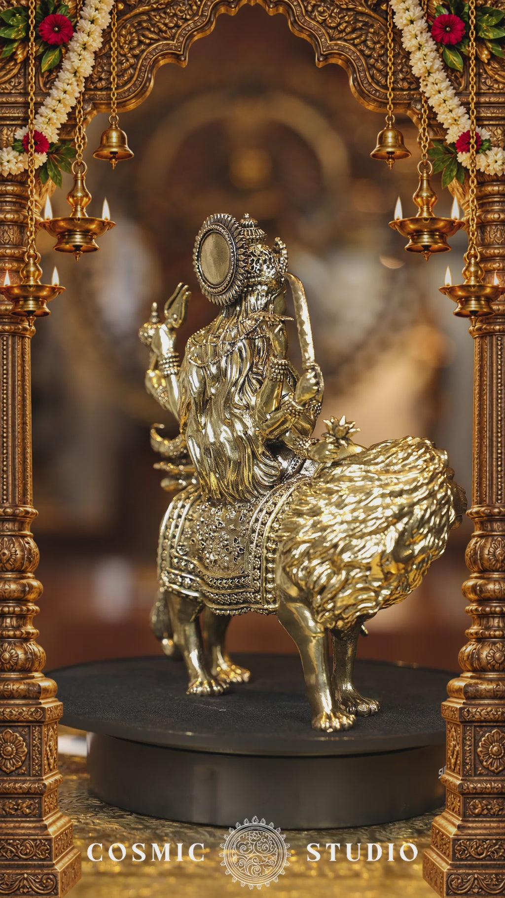 7″ Maa Durga sitting on Lion | Super Fine Brass | Polished Finish — video