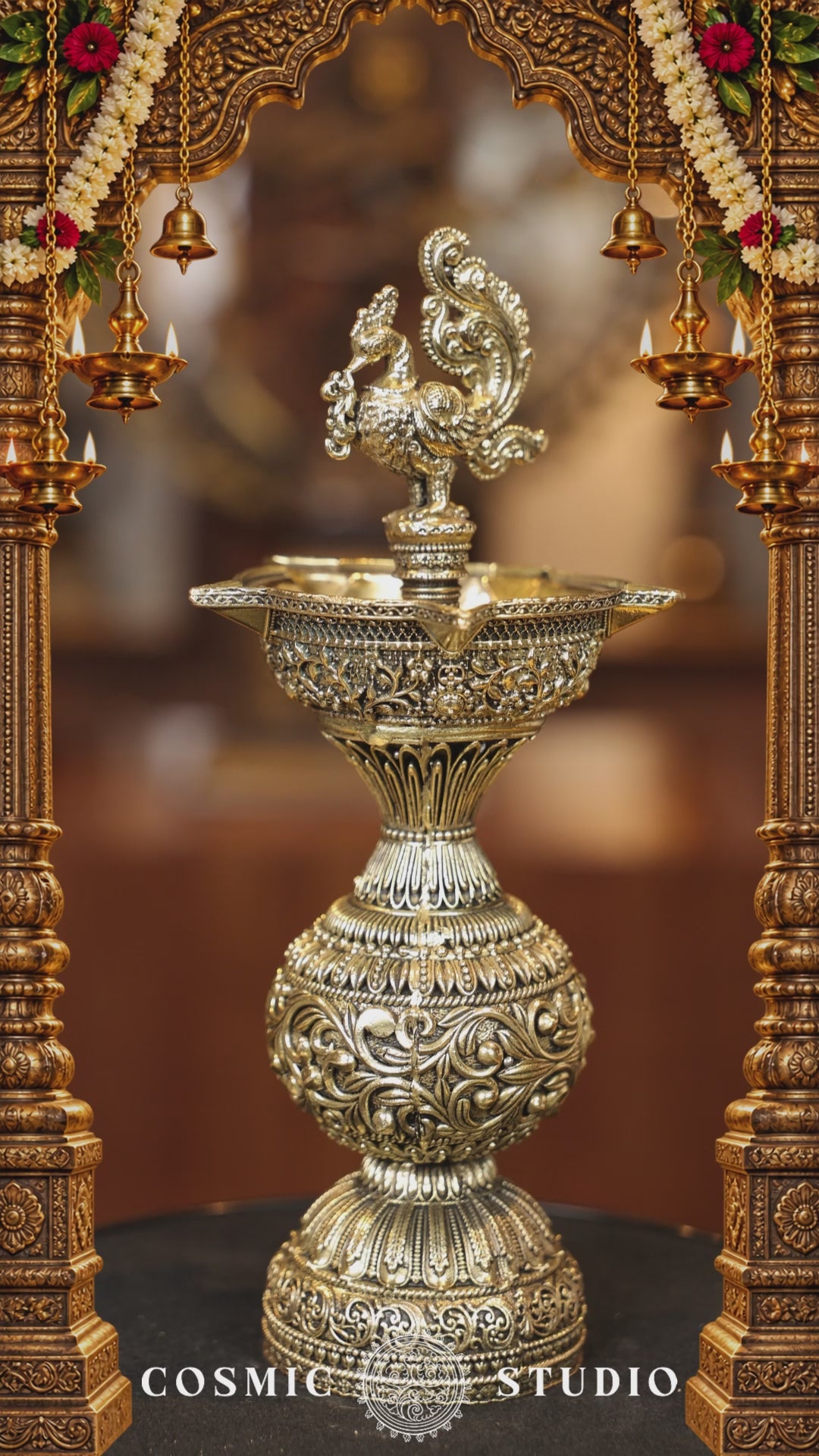 8.5″ Annam 5 Face Kuttuvillaku Pair | Super Fine Brass | Polished Finish — video