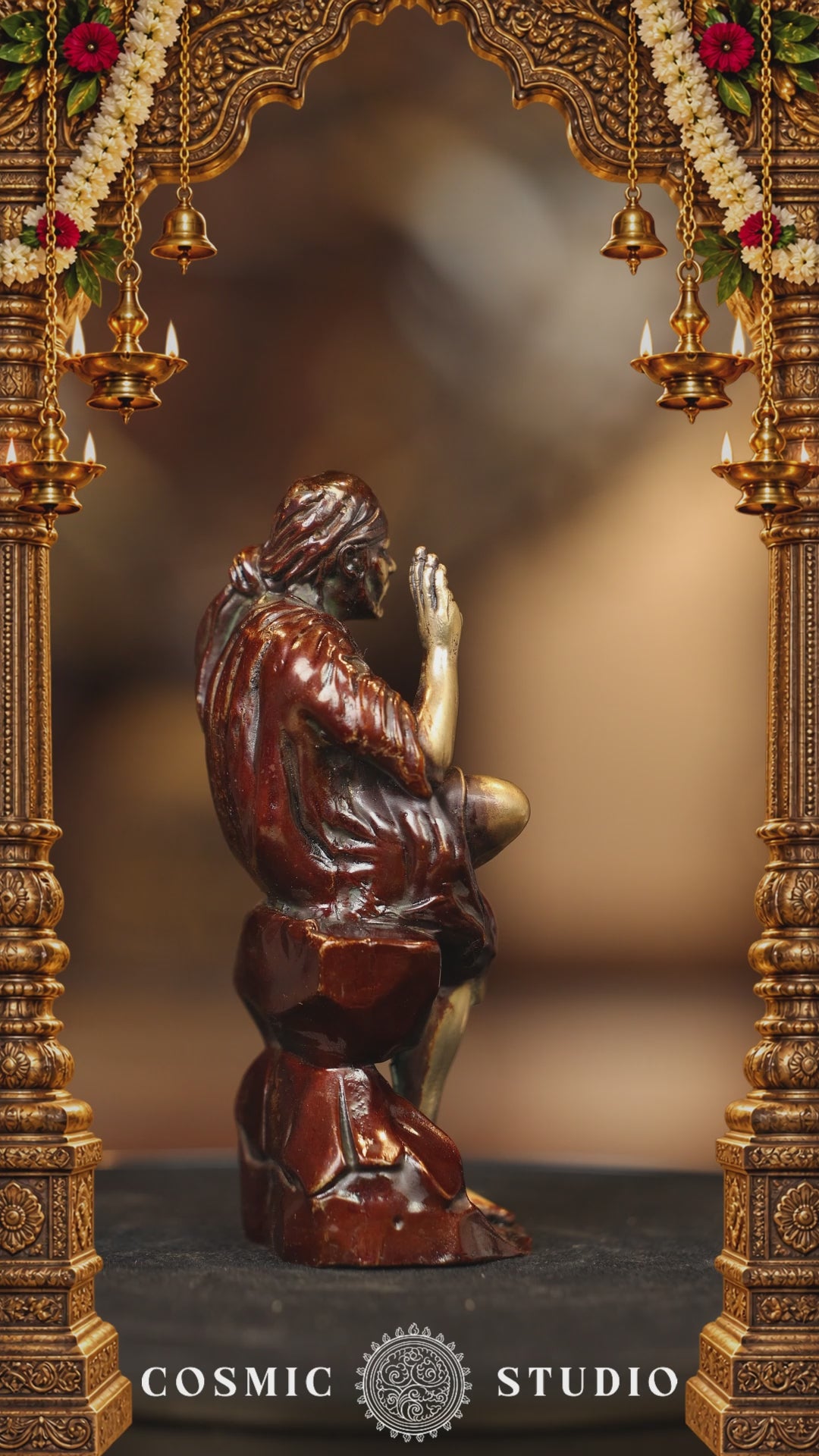 4″ Sai Baba Sitting | Super Fine Brass | Brown Gold Finish — video