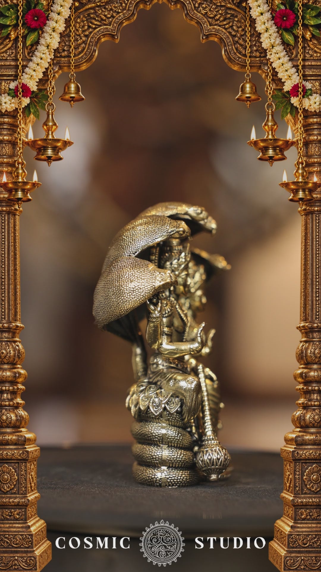 4″ Vishnu Lakshmi sitting on Snake | Super Fine Brass | Polished Finish — video