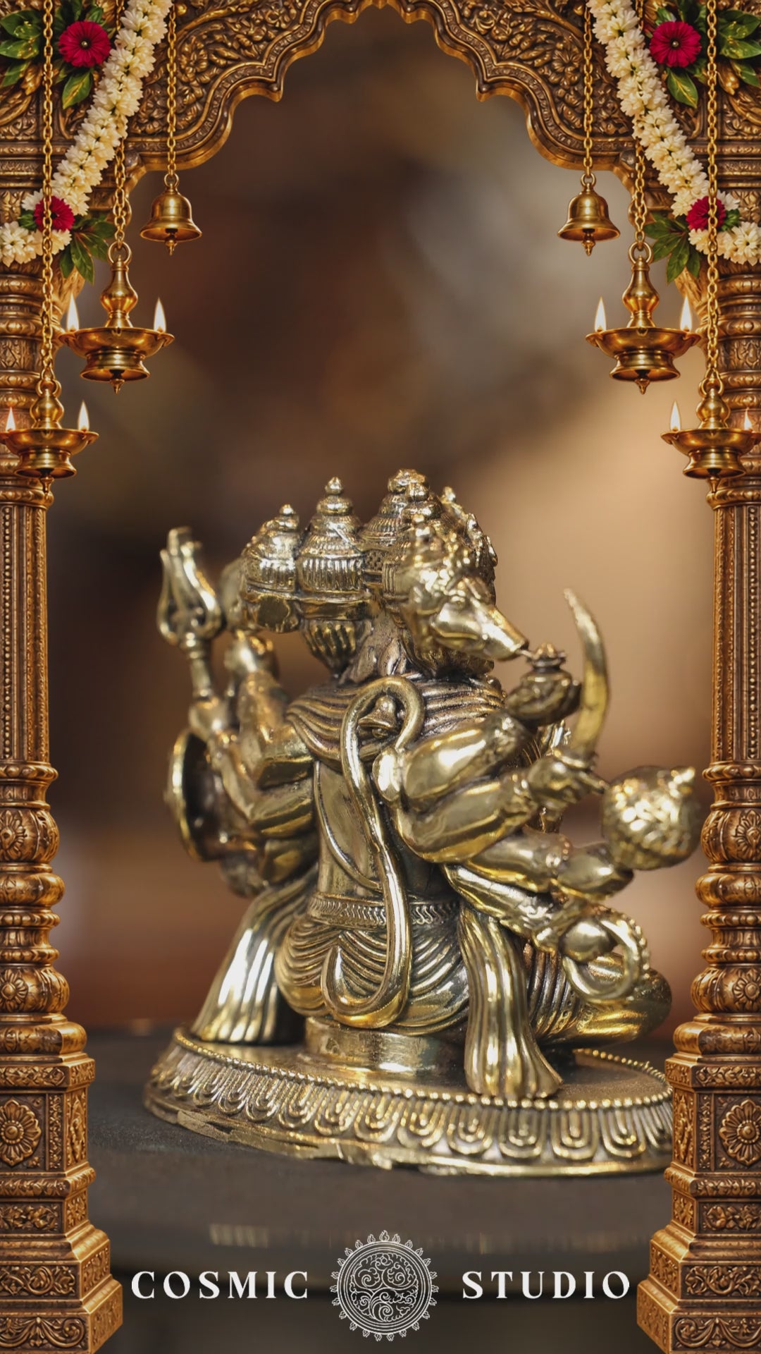 4″ Panchamuki Hanuman Sitting | Super Fine Brass | Polished Finish — video