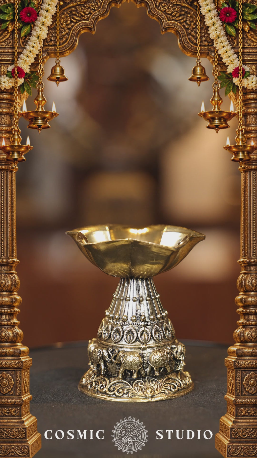 3″ Fancy Lamp with Elephant Engraving Pair | Super Fine Brass | Polished Finish — video