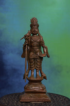 6″ Raja Alangara Murugan Idol | Handcrafted Panchaloha | Wood Patina