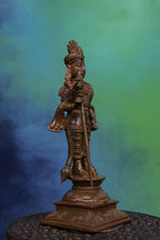 6″ Raja Alangara Murugan Idol | Handcrafted Panchaloha | Wood Patina