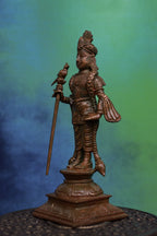 6″ Raja Alangara Murugan Idol | Handcrafted Panchaloha | Wood Patina
