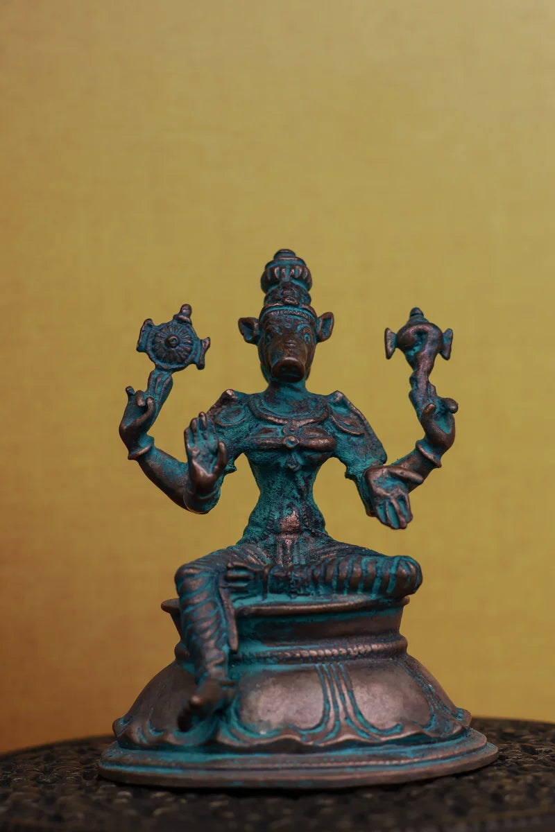 3.5″ Varahi Amman Idol | Handcrafted Panchaloha | Green Patina