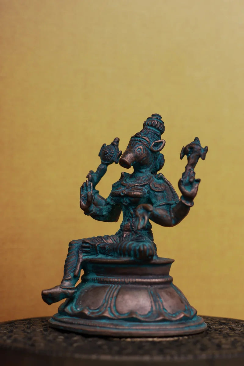 3.5″ Varahi Amman Idol | Handcrafted Panchaloha | Green Patina
