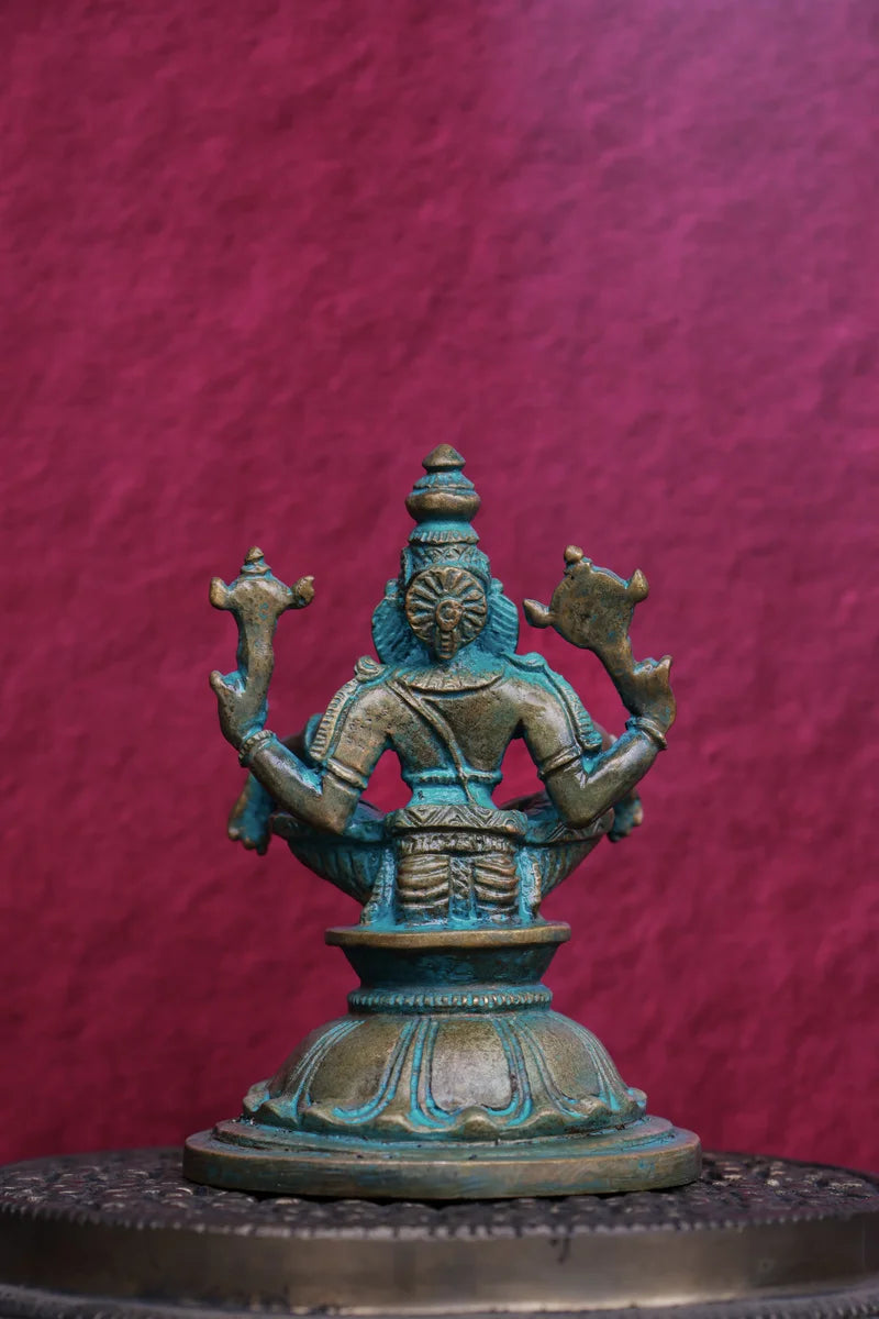 4″ Yoga Narasimha | Handcrafted Panchaloha | Green Patina