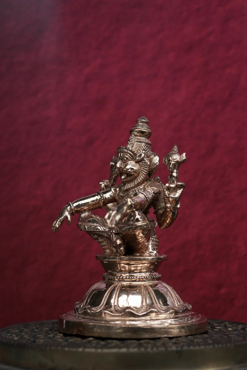 4″ Yoga Narasimha | Handcrafted Panchaloha | Polished Finish