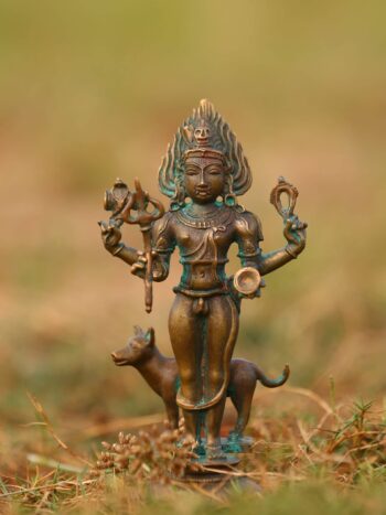 5&Prime; Kala Bhairava Idol | Handcrafted Panchaloha | Green Patina