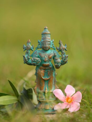 4″ Lord Dhanvantari Idol | Handcrafted Panchaloha | Green Patina