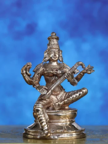 3″ Divine Saraswathi Idol with Veena | Handcrafted Panchaloha