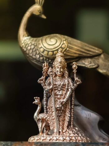 4″ Murugan Idol with Peacock | Handcrafted Panchaloha
