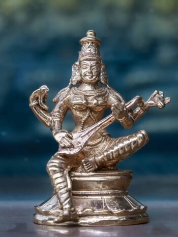 3″ Divine Saraswathi Idol with Veena | Handcrafted Panchaloha
