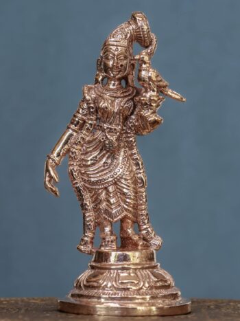 4″ Divine Andal with Parrot | Handcrafted Panchaloha