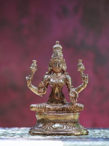 3″ Divine Mahalakshmi Idol on Lotus | Handcrafted Panchaloha