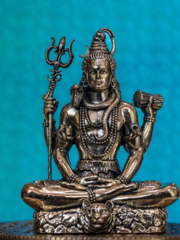 4″ Lord Shiva in Meditation with Trishul & Damaru | Super-Fine Handcrafted Brass