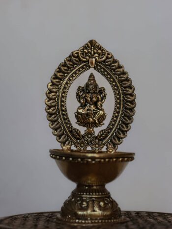 4.5″ Lakshmi Pooja Lamp with Arch | Super-Fine Handcrafted Brass