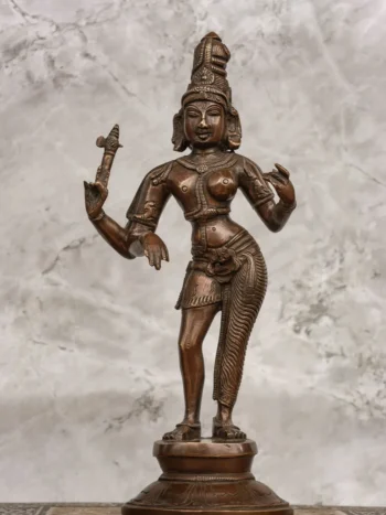 11″ Divine Ardhanareeswarar | Handcrafted Brass | Antique Brown Finish