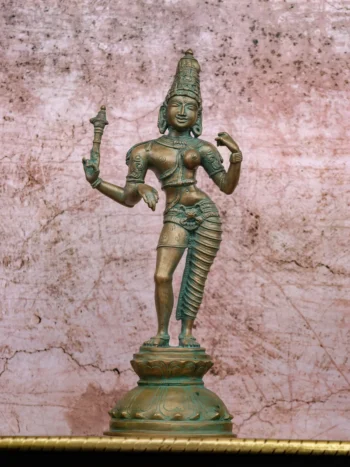 12″ Ardhanareeswarar | Handcrafted Panchaloha | Green Patina Finish