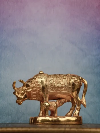 3″ Cow with Calf | Handcrafted Brass | Gold-Plated Finish