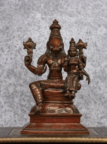 9″ Lakshmi Varaha (Varagar) | Handcrafted Brass | Antique Brown Finish