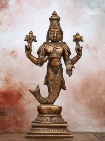 9″ Matsya Avatar | Handcrafted Brass | Antique Brown Finish
