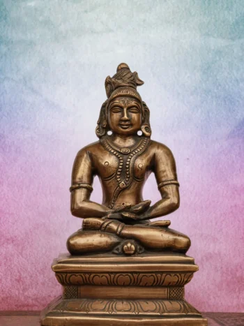8″ Shiva in Meditation | Handcrafted Brass | Antique Brown Finish